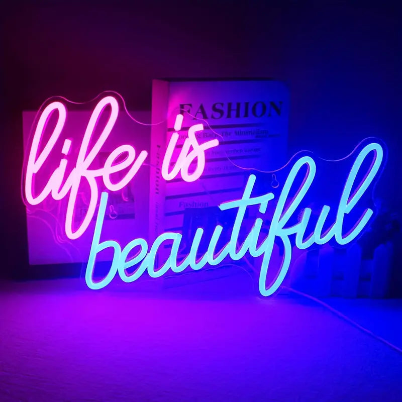 ICLE 高輝度 LED ネオン看板 店舗用 おしゃれ 間接照明 オーダーメイド対応 Life is beautiful