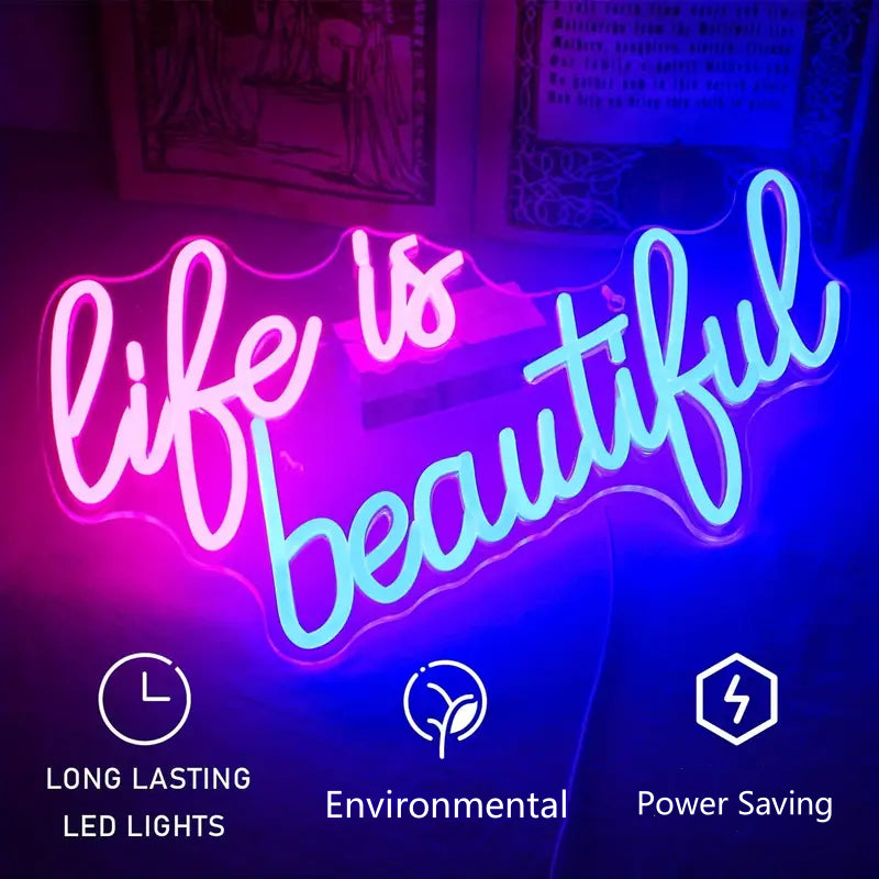 ICLE 高輝度 LED ネオン看板 店舗用 おしゃれ 間接照明 オーダーメイド対応 Life is beautiful