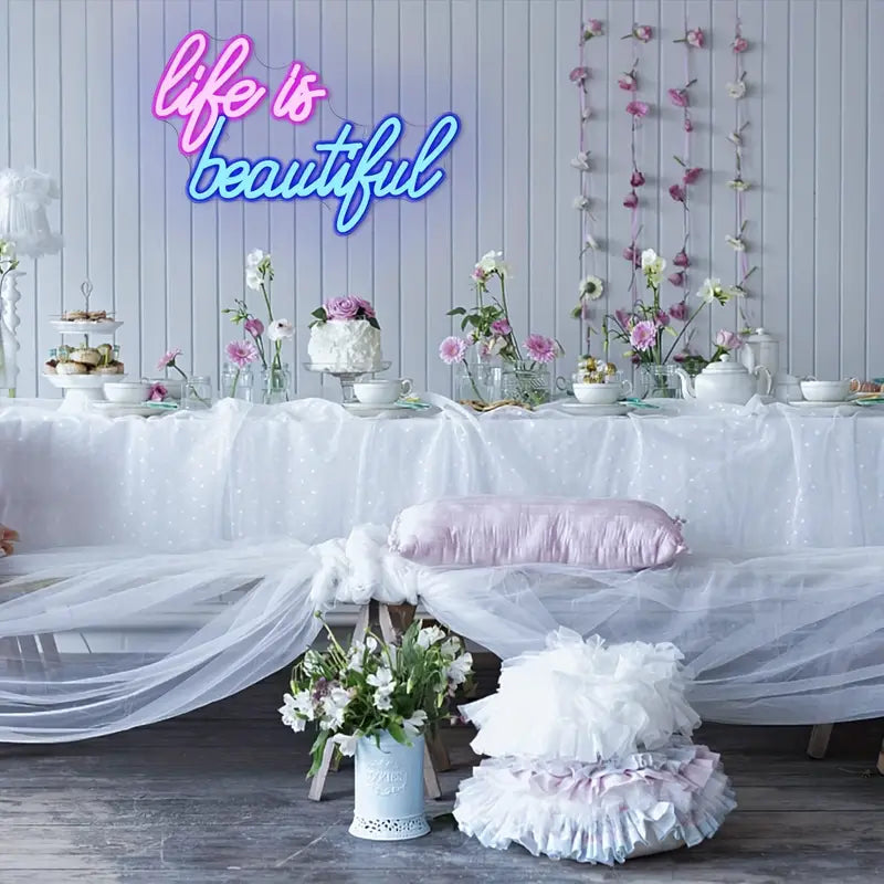 ICLE 高輝度 LED ネオン看板 店舗用 おしゃれ 間接照明 オーダーメイド対応 Life is beautiful