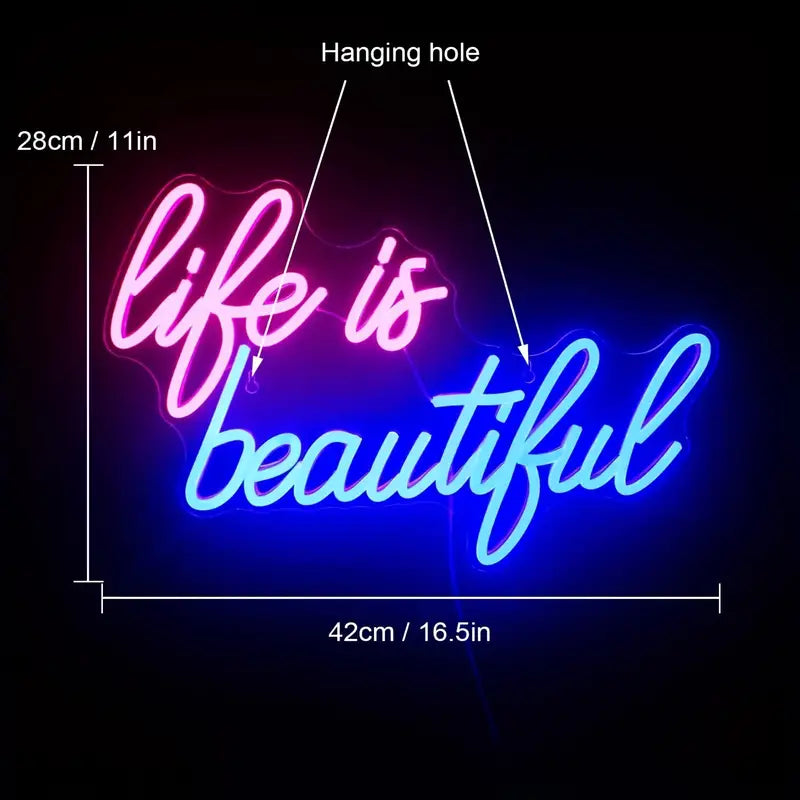 ICLE 高輝度 LED ネオン看板 店舗用 おしゃれ 間接照明 オーダーメイド対応 Life is beautiful