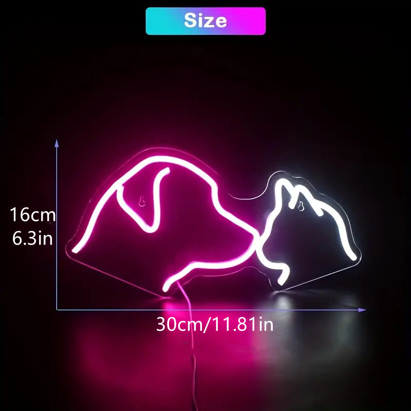 ICLE ネオンサイン 犬 猫 シルエット LEDネオンライト おしゃれ オーダーメイド対応 壁掛け・卓上兼用 ペットグッズ 誕生日プレゼントに