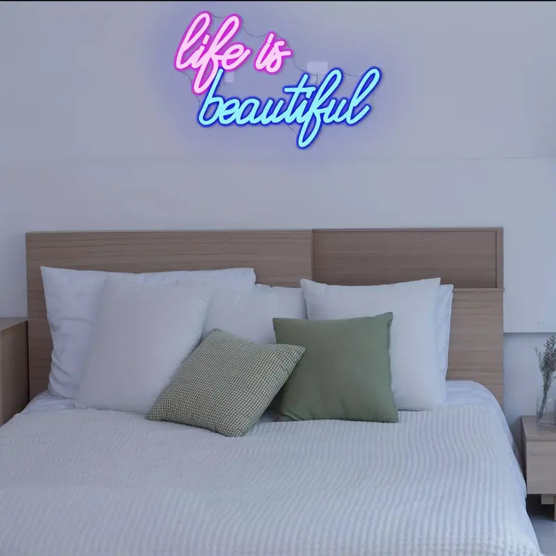 ICLE 高輝度 LED ネオン看板 店舗用 おしゃれ 間接照明 オーダーメイド対応 Life is beautiful