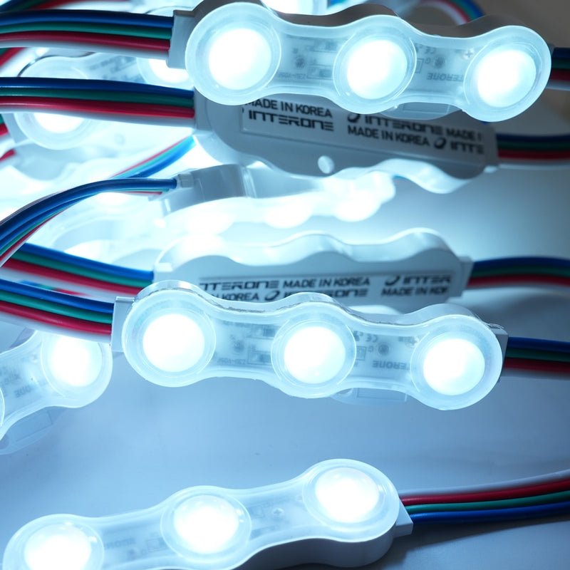 ICLE 看板用LEDモジュール 3灯 12V 高輝度 チャンネルサイン韓国製ブルー 50個セット