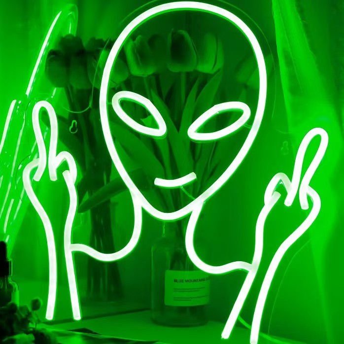 ICLE LEDネオンサイン エイリアンモチーフ宇宙人バー・パブ・居酒屋・パーティールームの店舗装飾に