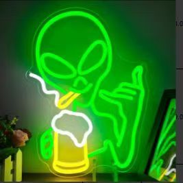 ICLE LEDネオンサイン エイリアンモチーフ宇宙人バー・パブ・居酒屋・パーティールームの店舗装飾に