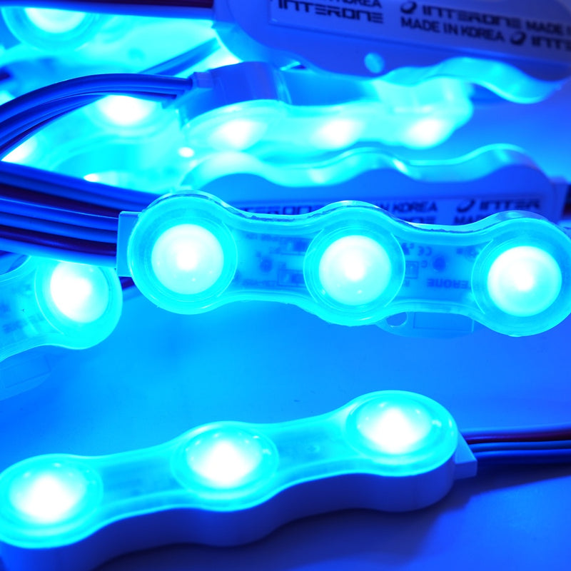 ICLE韓国製 高耐久 屋外看板縁取り用LEDモジュール 3灯完全防水仕様 高輝度 広角レンズ50個セットRGB