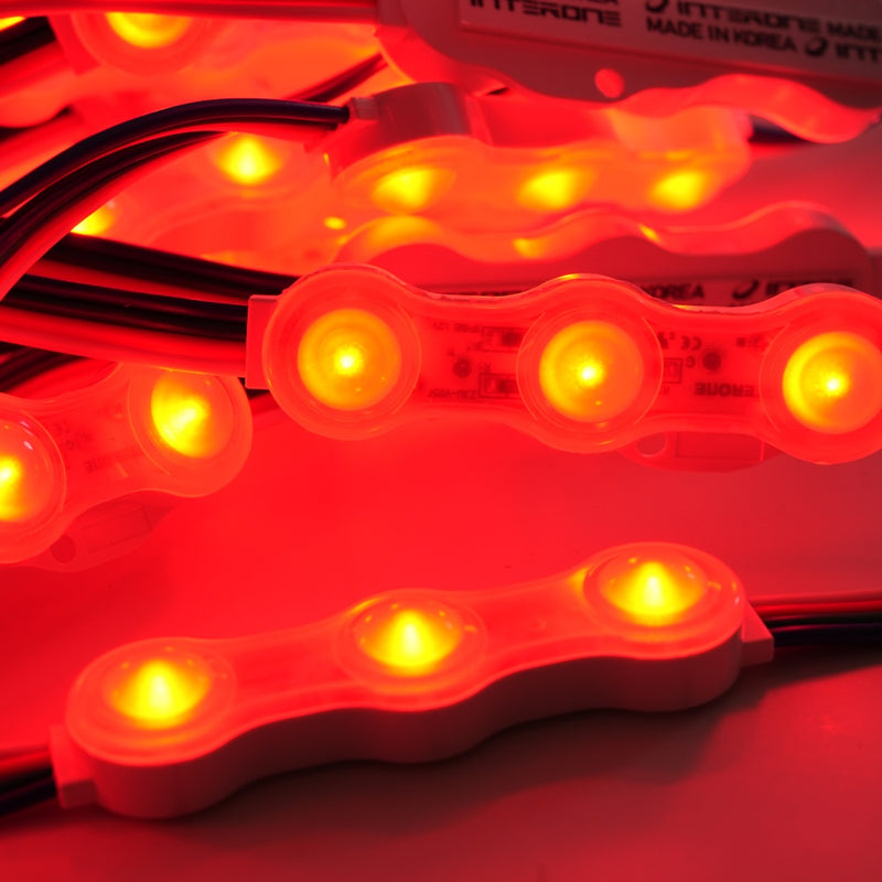 ICLE 看板用LEDモジュール 3灯 12V 高輝度 チャンネルサインIP68韓国製 レッド50個セット