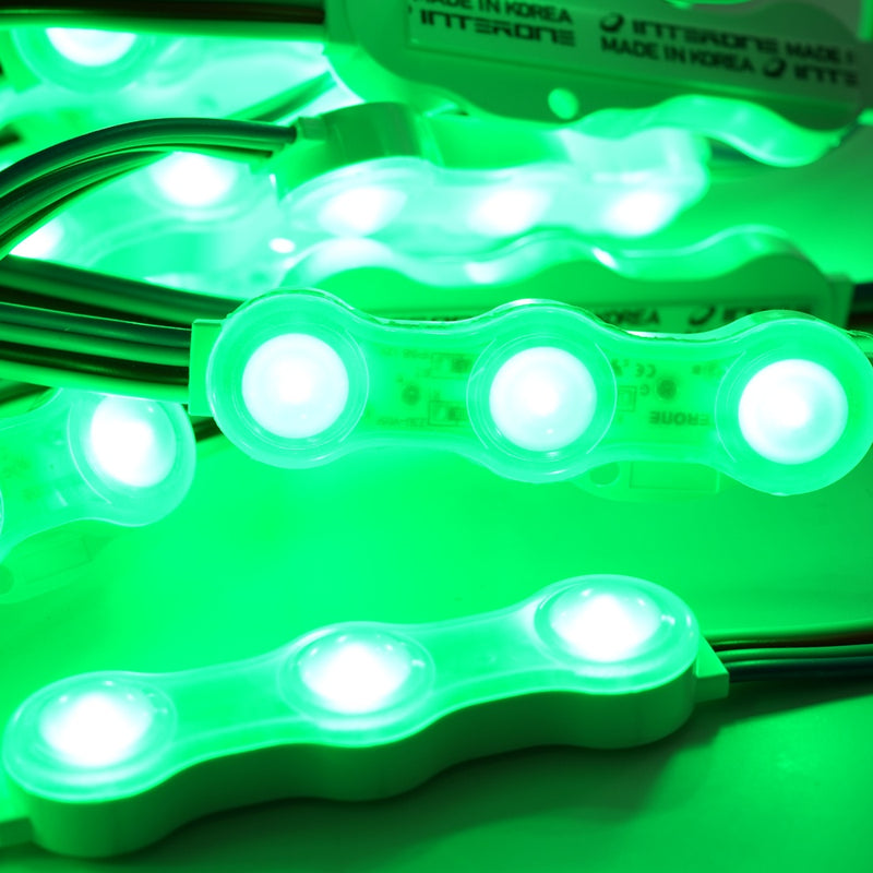 ICLE 看板用LEDモジュール 3灯 12V 高輝度 チャンネルサインIP68韓国製 青グリーン50個セット
