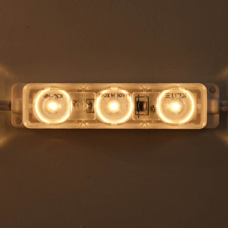 ICLE韓国製 高耐久 屋外看板・縁取り用LEDモジュール 3灯 IP68完全防水仕様 高輝度 広角レンズ50個セット電球色