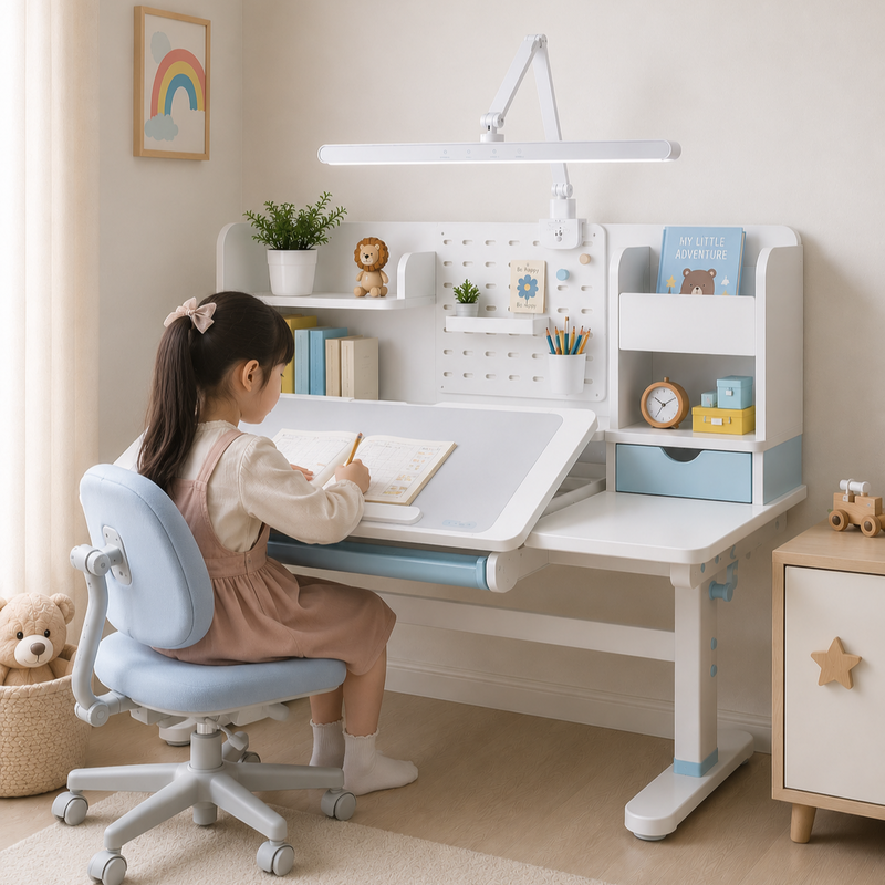 ICLE高演色LEDが手元をやさしく照らす、クランプ式学習デスクライト｜挟むだけで簡単取付・角度調整自在