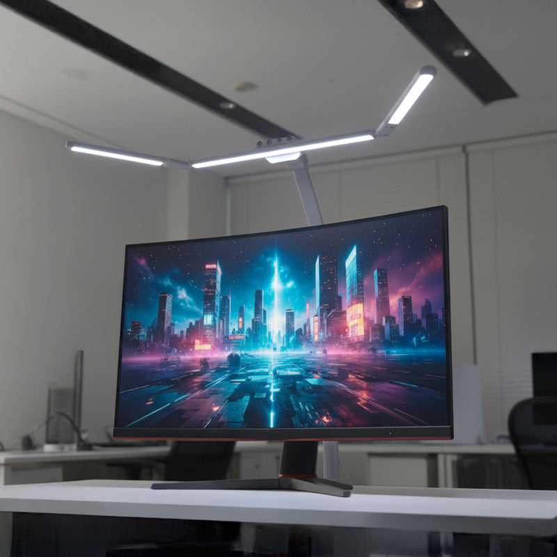 ICLEモニターライトデスクライト LEDクランプ式 置き型両用 目に優しい 眼精疲労軽減 まぶしくない自然光 学習机 デスクワークスタディライト おしゃれ