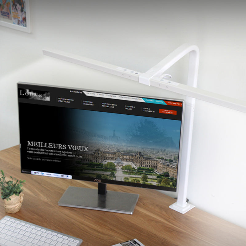 ICLE モニターライト デスクライト クランプ式 高演色LED ワイド80cm 非対称ヘッド 目に優しい 調光調色 自動調光センサー 在宅ワーク テレワーク 韓国製
